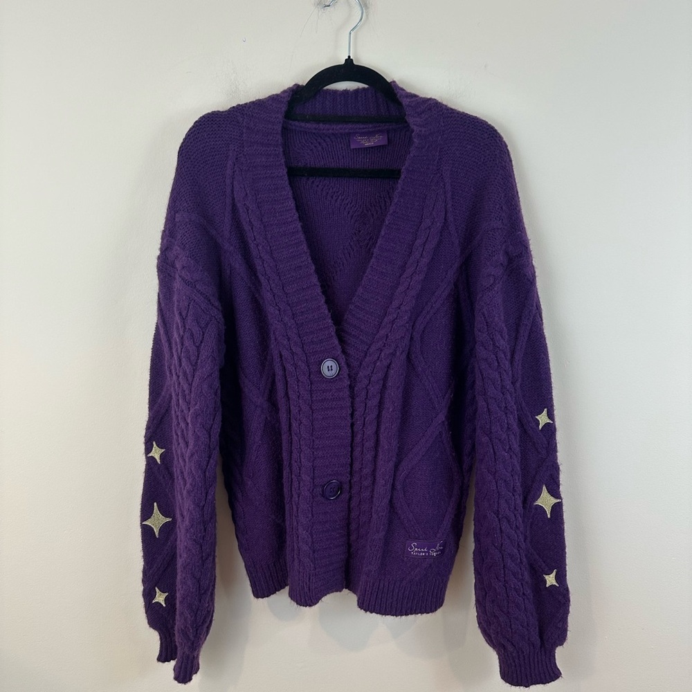 Taylor Swift Speak Now Cardigan Purple Embroidered Stars Size S/M